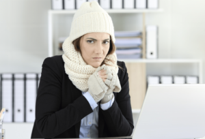 A woman with Fibromyalgia feeling cold