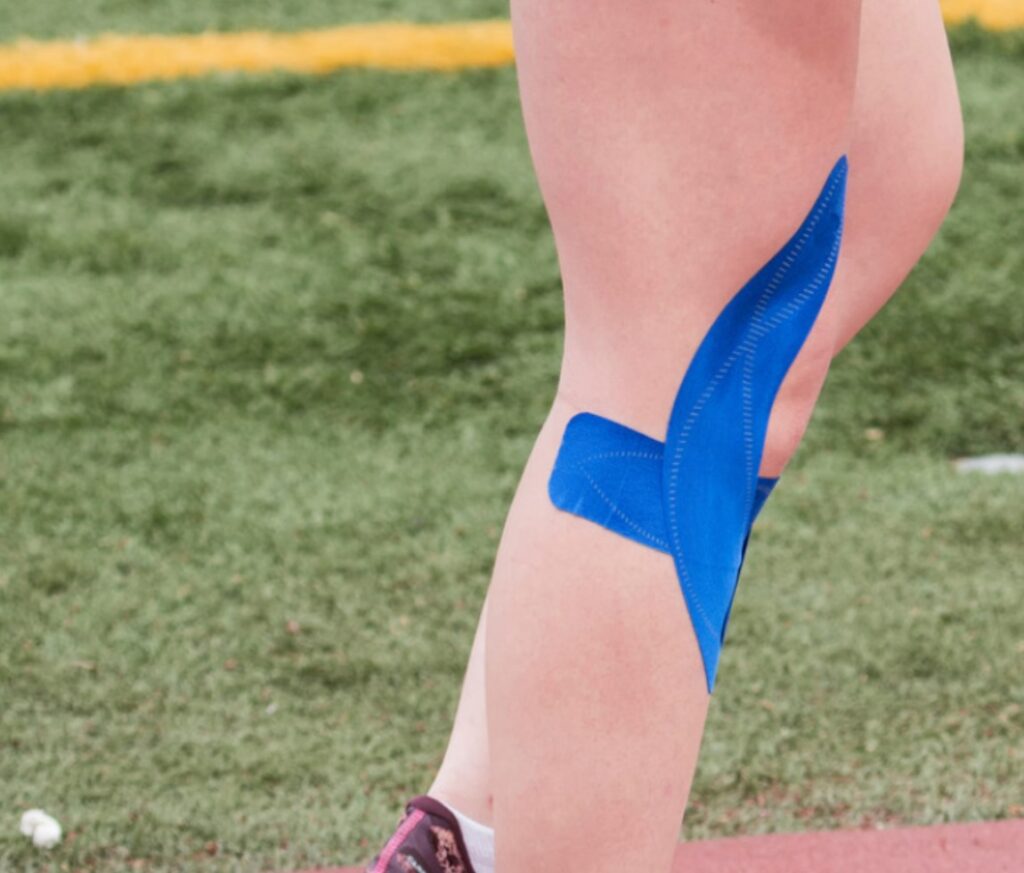 A leg with Kt tape on