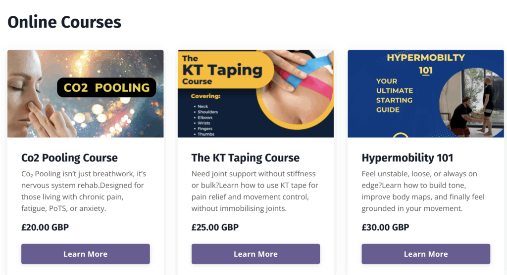 Online Chronic pain and hypermobility courses