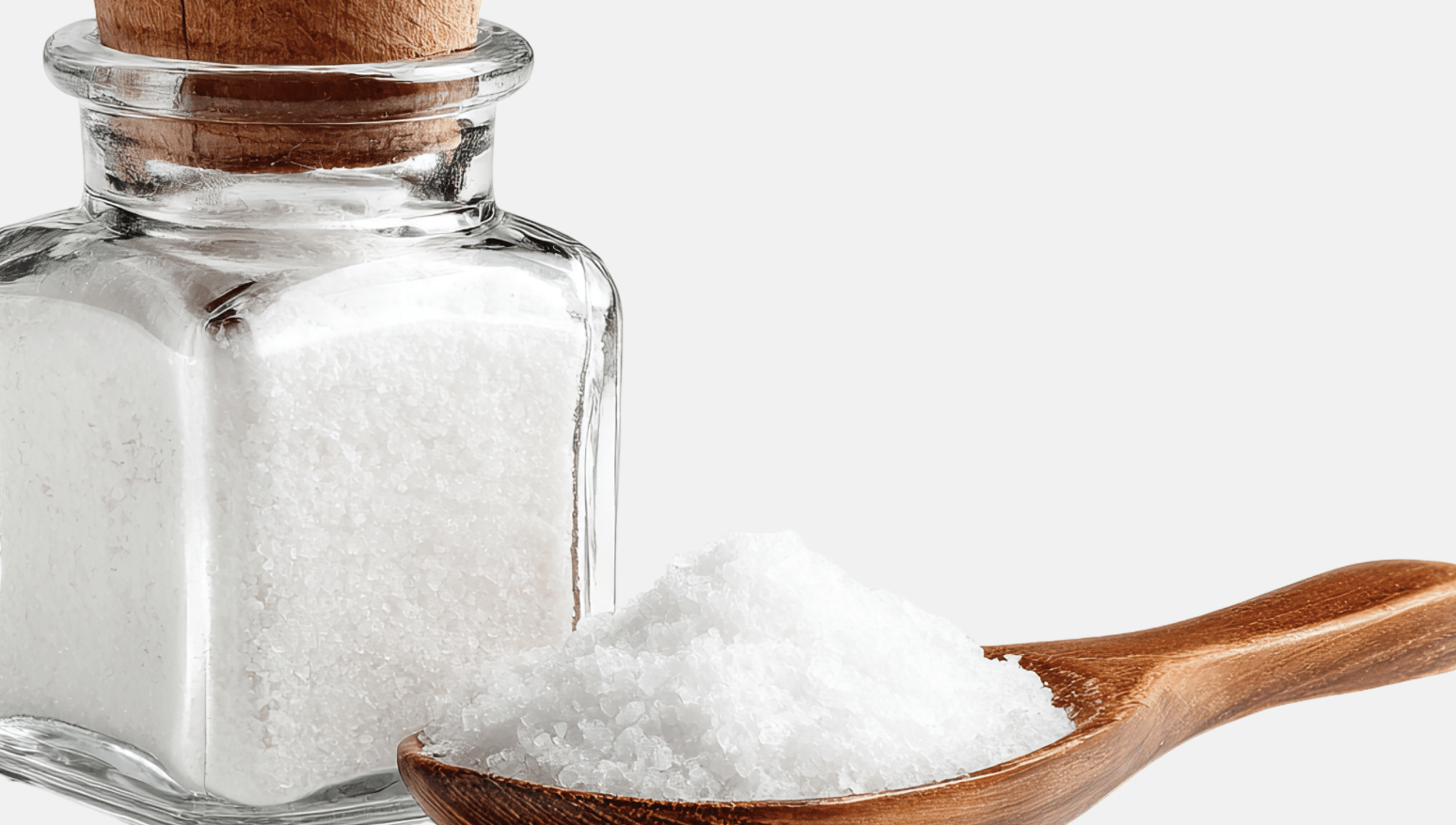 Table salt on a Wooden spoon