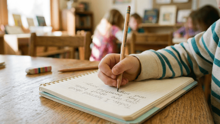 a child writing